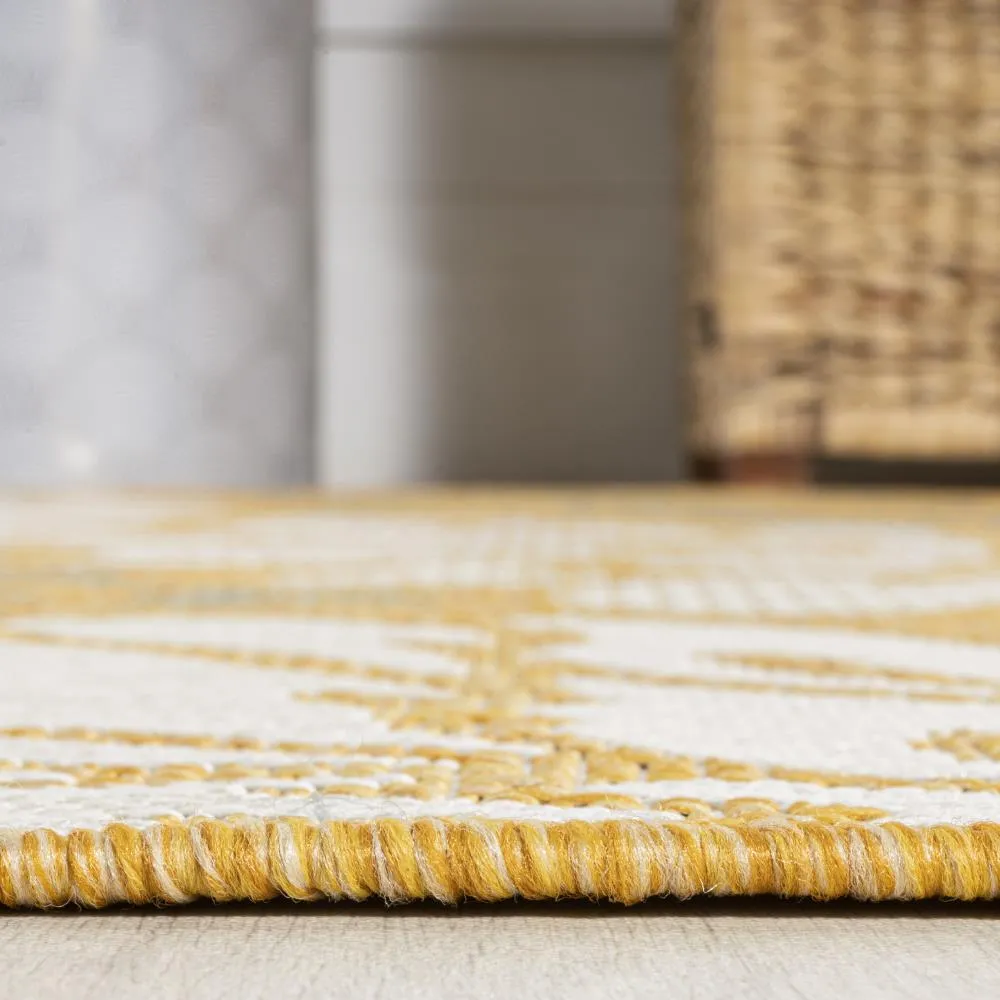 Garcia Modern Floral Textured Weave Indoor/outdoor Square Rug