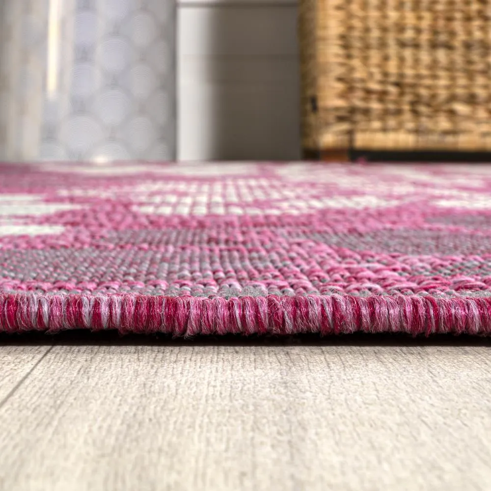Garcia Modern Floral Textured Weave Indoor/outdoor Square Rug