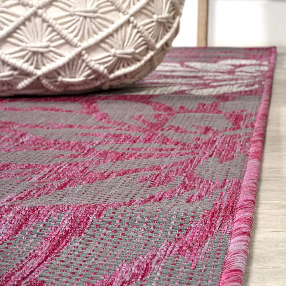 Garcia Modern Floral Textured Weave Indoor/outdoor Square Rug