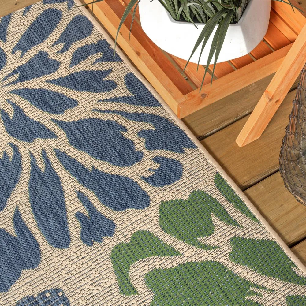 Garcia Modern Floral Textured Weave Indoor/outdoor Square Rug