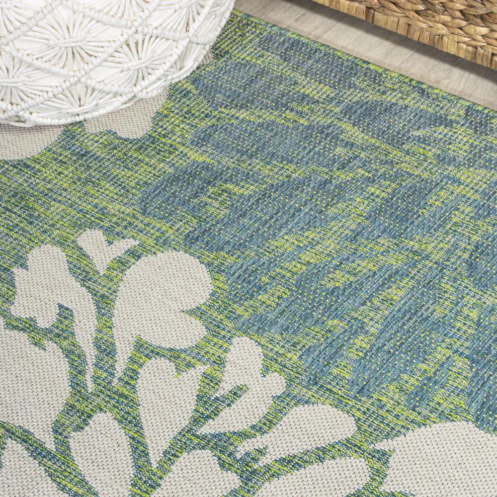 Garcia Modern Floral Textured Weave Indoor/outdoor Square Rug