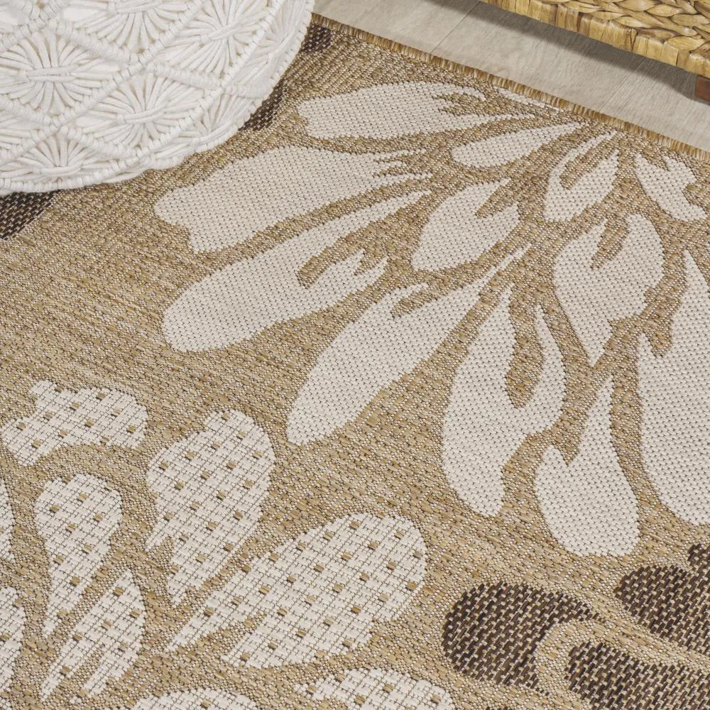 Garcia Modern Floral Textured Weave Indoor/outdoor Square Rug