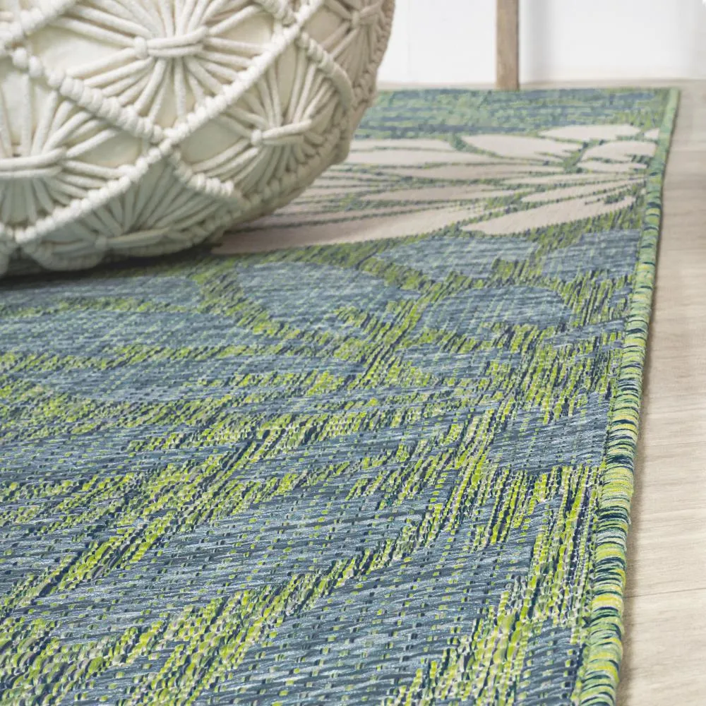 Garcia Modern Floral Textured Weave Indoor/outdoor Square Rug