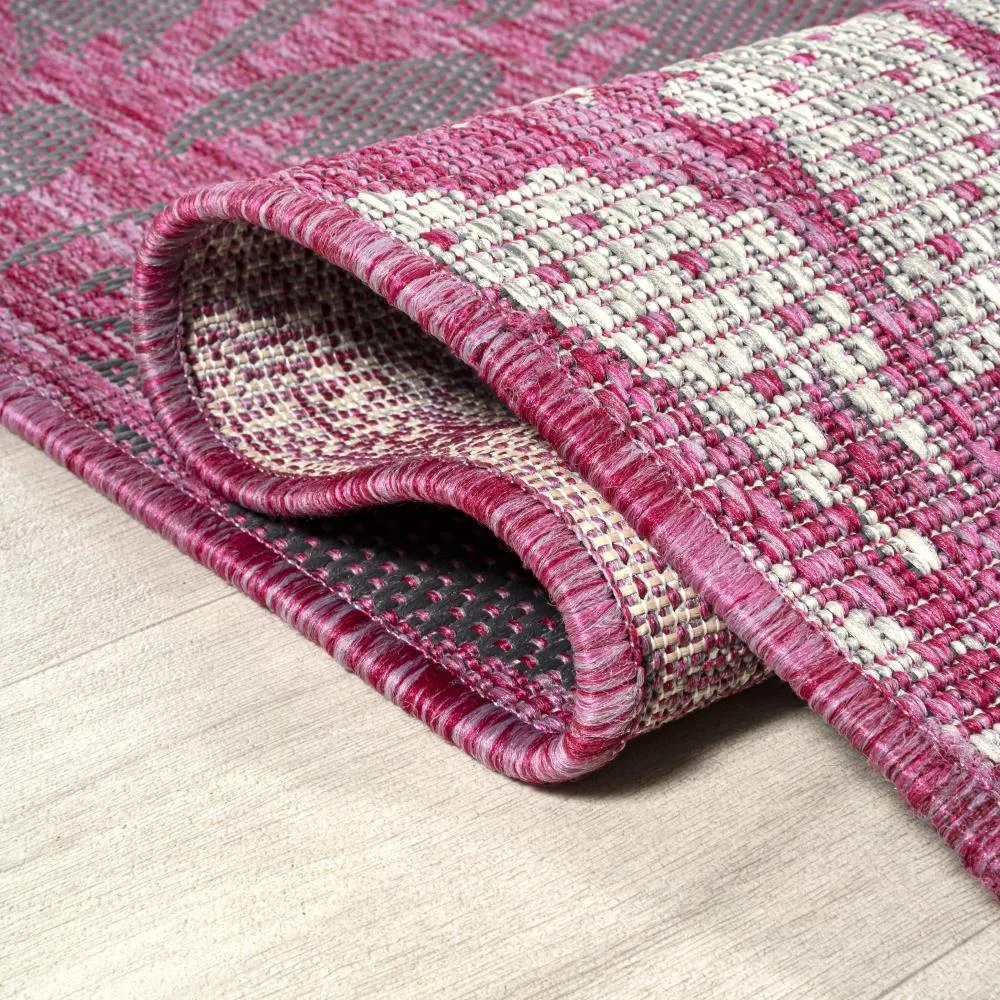 Garcia Modern Floral Textured Weave Indoor/outdoor Square Rug