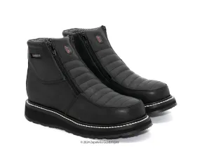 HM339 MEN 6" SOFT TOE DOUBLE ZIPPER BLACK LEATHER WORK BOOT