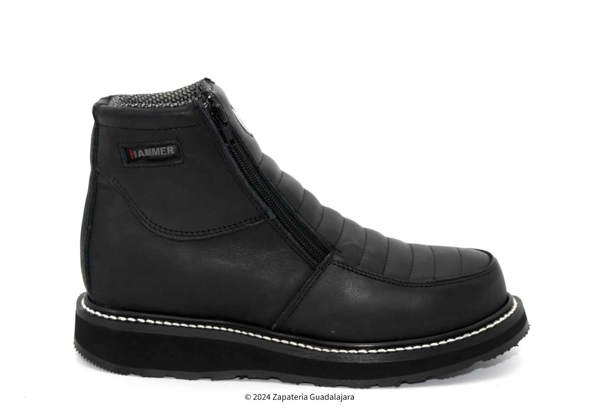 HM339 MEN 6" SOFT TOE DOUBLE ZIPPER BLACK LEATHER WORK BOOT