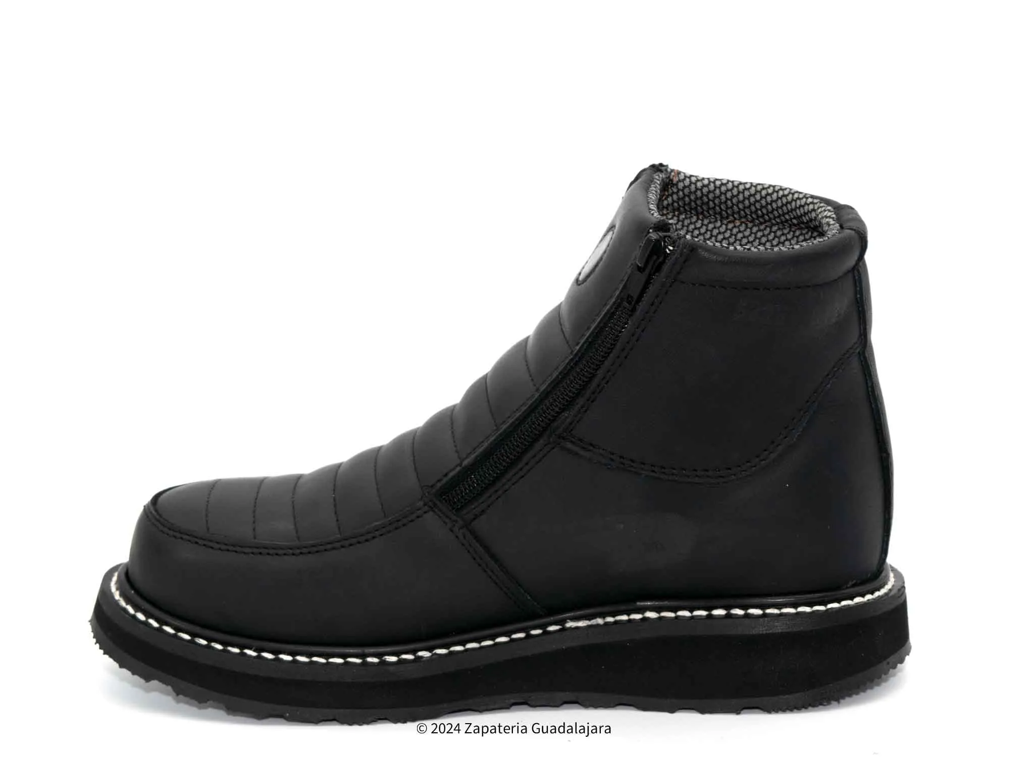 HM339 MEN 6" SOFT TOE DOUBLE ZIPPER BLACK LEATHER WORK BOOT