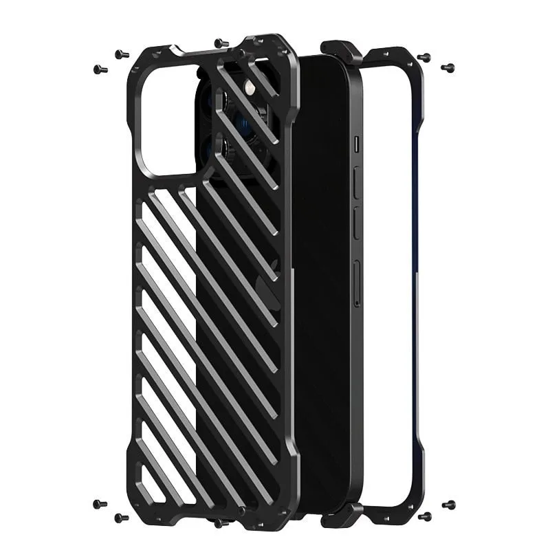 Hollow Out Super Cool Design Shockproof Armor Aluminum Alloy Metal for iPhone 13 12 Pro Max Mini Men Back Cover Protector Case|Phone Case & Covers|