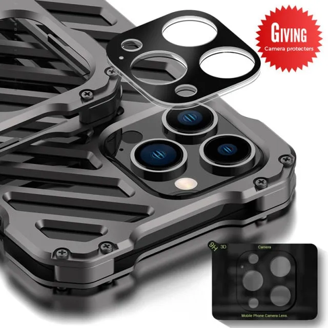 Hollow Out Super Cool Design Shockproof Armor Aluminum Alloy Metal for iPhone 13 12 Pro Max Mini Men Back Cover Protector Case|Phone Case & Covers|