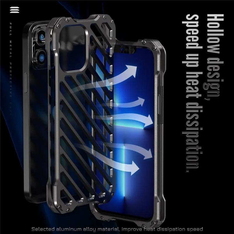 Hollow Out Super Cool Design Shockproof Armor Aluminum Alloy Metal for iPhone 13 12 Pro Max Mini Men Back Cover Protector Case|Phone Case & Covers|