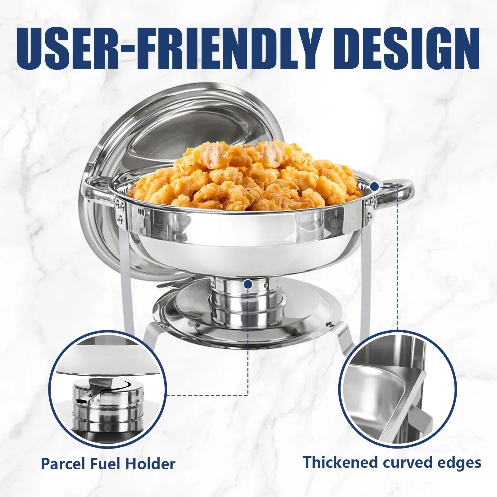 IMACONE 5QT Chafing Dish Buffet Set 8-Pack, Upgrade Stainless Steel Round Warmer Chafer Set for Catering Party