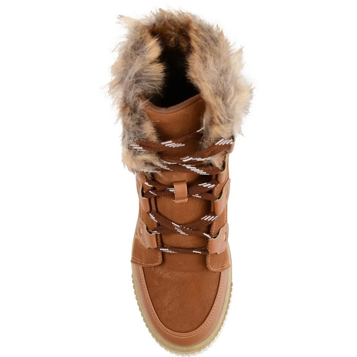 Journee Collection Womens GLACIER Faux Leather Leopard Print Shearling Boots