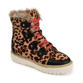 Journee Collection Womens GLACIER Faux Leather Leopard Print Shearling Boots