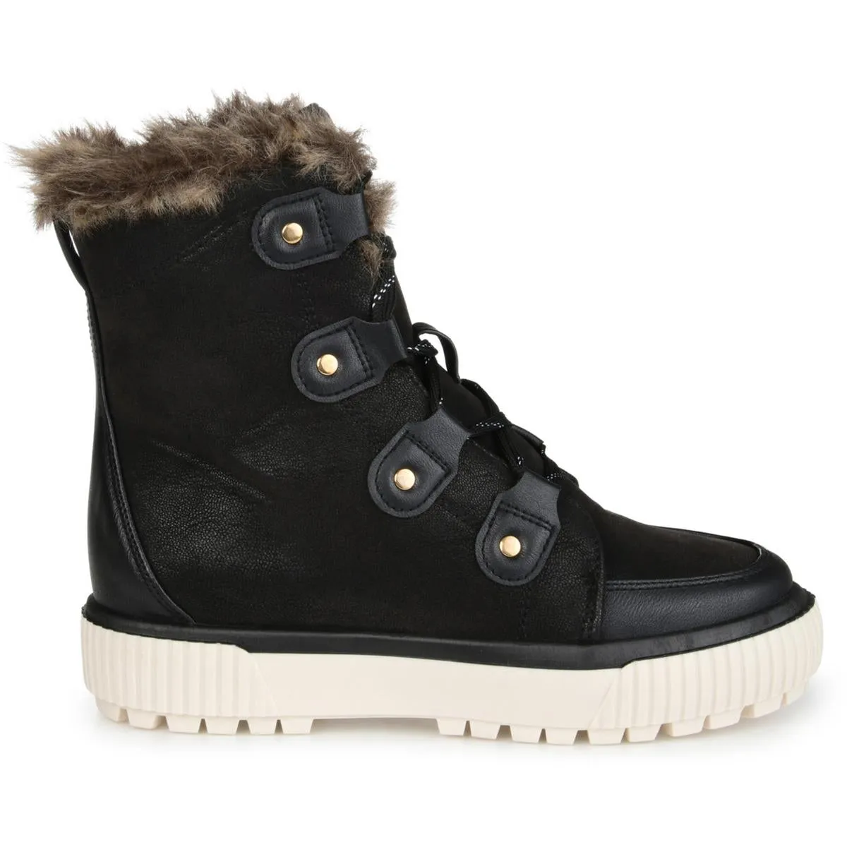 Journee Collection Womens GLACIER Faux Leather Leopard Print Shearling Boots