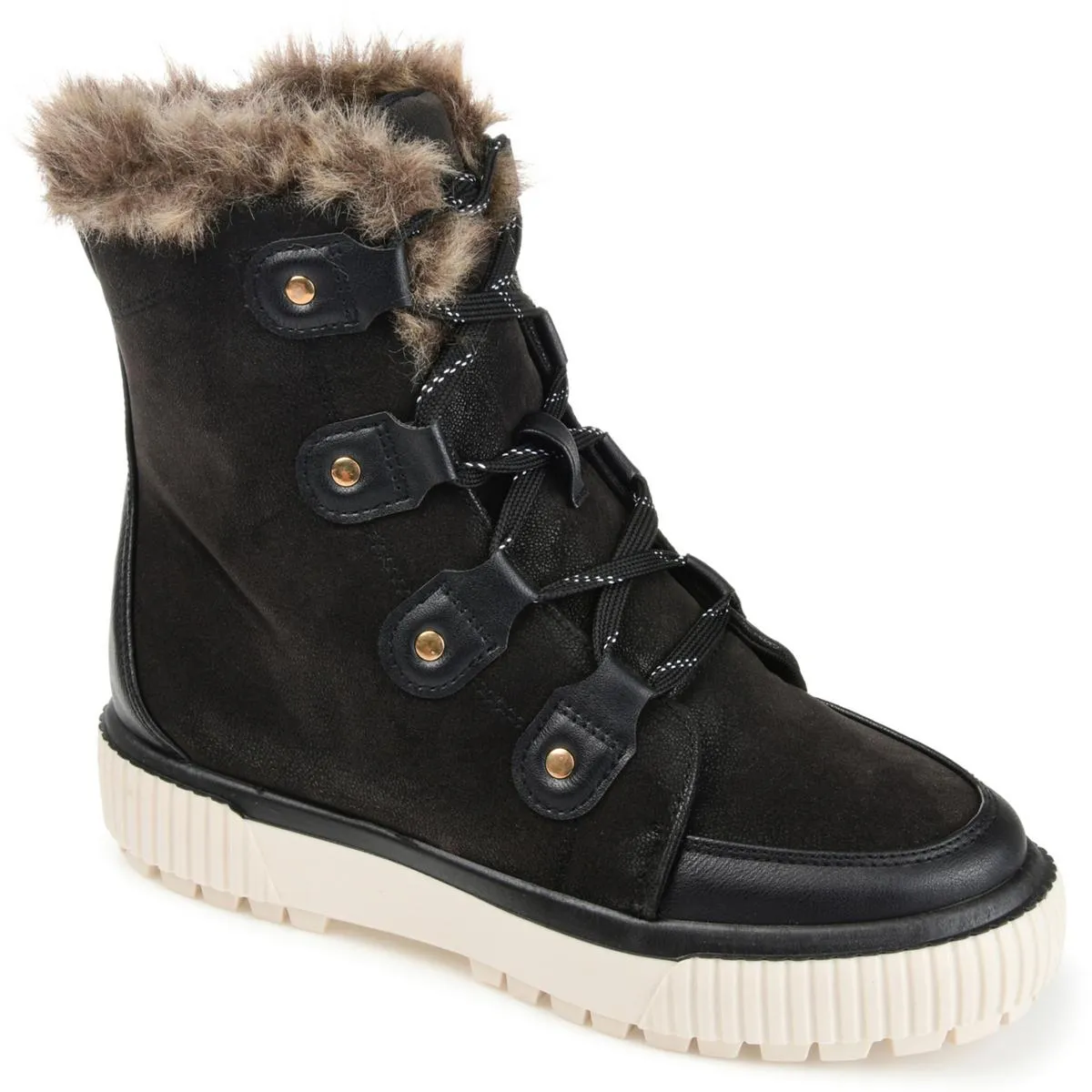 Journee Collection Womens GLACIER Faux Leather Leopard Print Shearling Boots