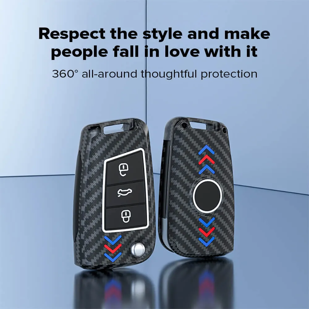 Keyzone ABS key cover for Octavia, Karoq, Superb, Kodiaq, Slavia Flip Key (ABS44_Sk)