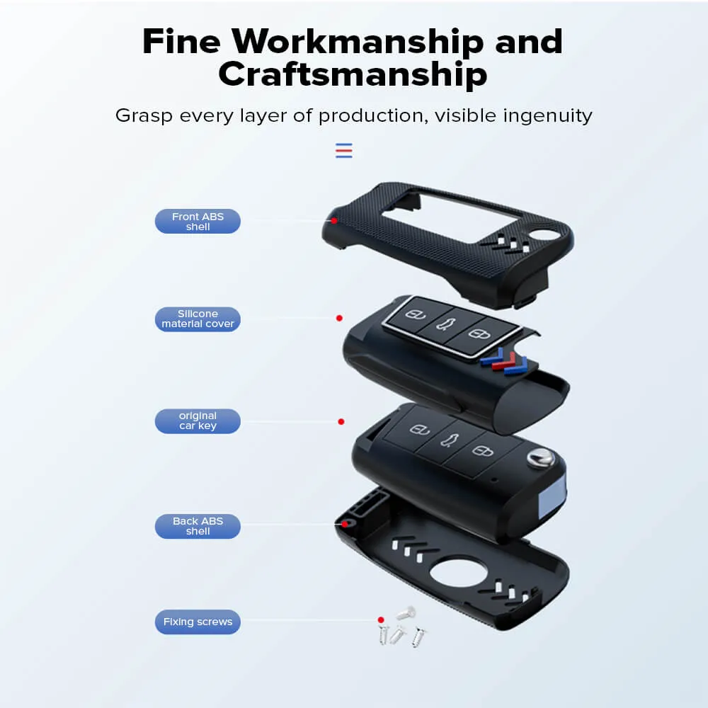 Keyzone ABS key cover for Octavia, Karoq, Superb, Kodiaq, Slavia Flip Key (ABS44_Sk)