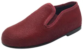 Luccini Boy's & Girl's Red Pony Hair Leather Lined Smoking Loafer Flats