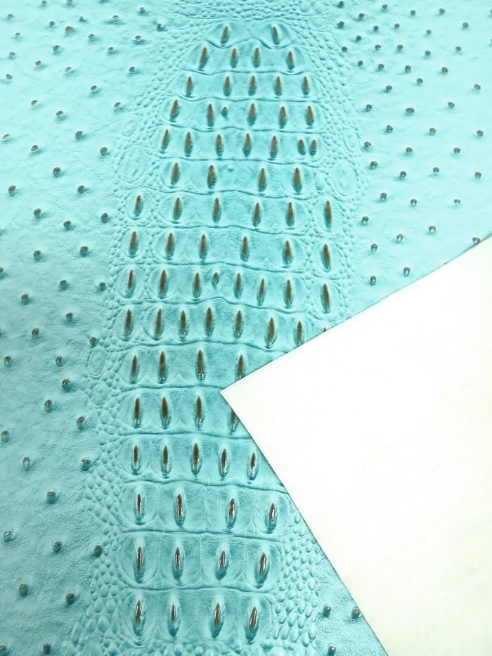 Mutant Ostrich Gator Embossed Vinyl Fabric / Glacier Blue / By The Roll - 30 Yards