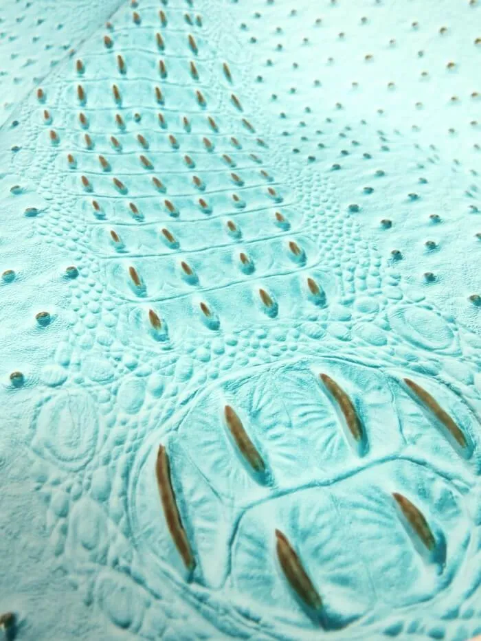 Mutant Ostrich Gator Embossed Vinyl Fabric / Glacier Blue / By The Roll - 30 Yards