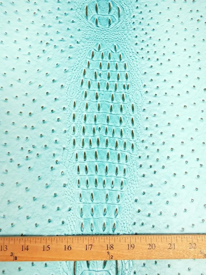 Mutant Ostrich Gator Embossed Vinyl Fabric / Glacier Blue / By The Roll - 30 Yards