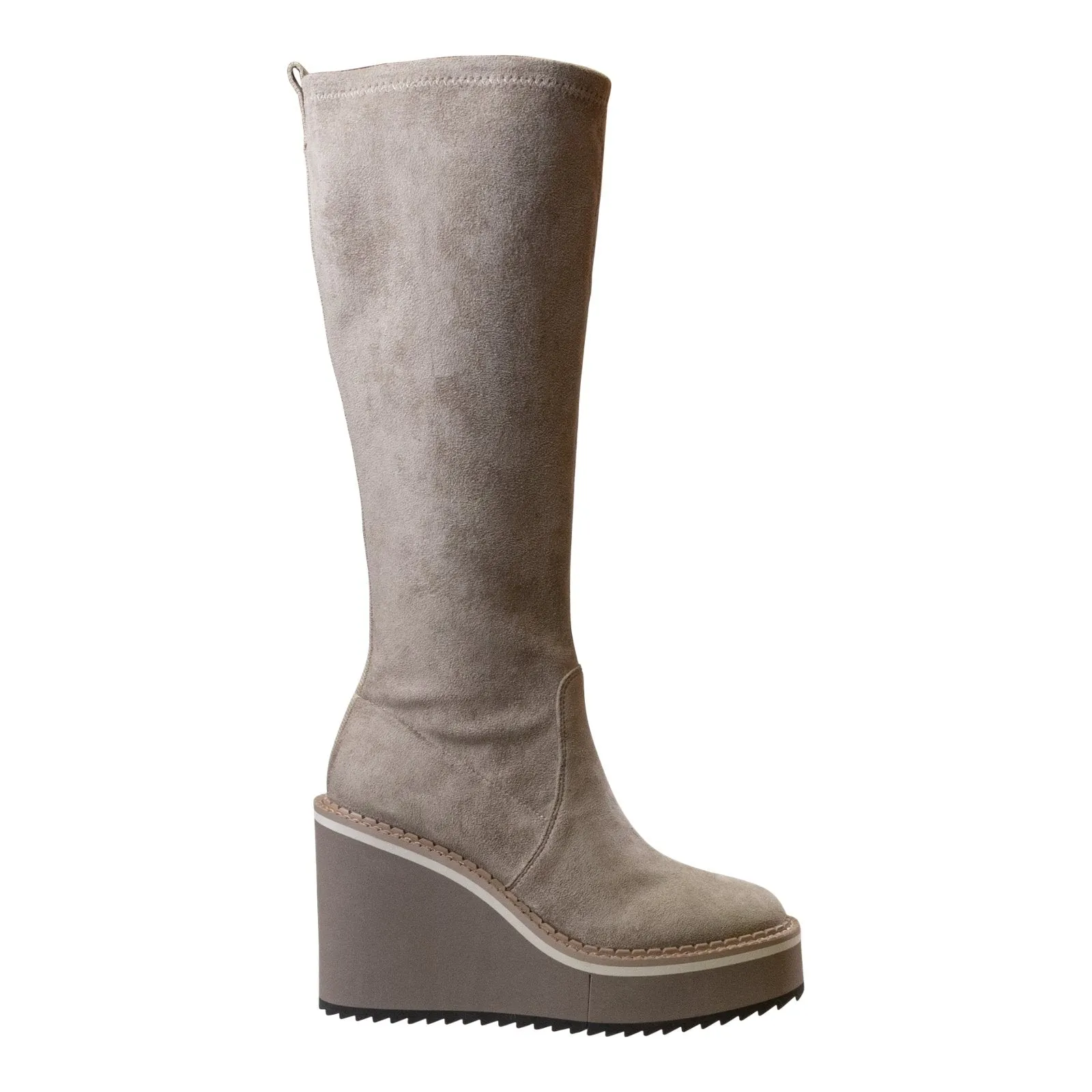 Naked Feet: APEX in GREIGE Wedge Knee High Boots