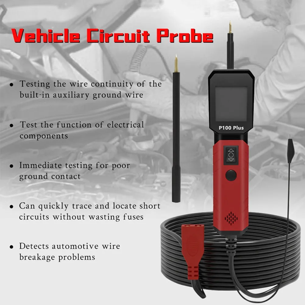 P100 PLUS Automotive Power Circuit Probe Tester 12V 24V Power