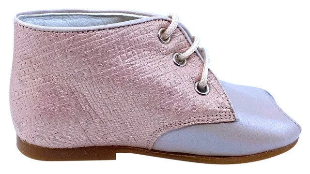 Pataletas Girl's Casiopea Leather Shoe - Tan/Pink