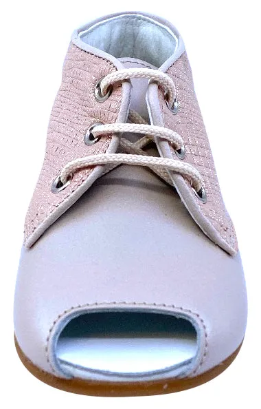 Pataletas Girl's Casiopea Leather Shoe - Tan/Pink