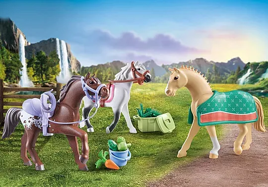 Playmobil Horses Of Waterfall Three Horses With Saddles #71356