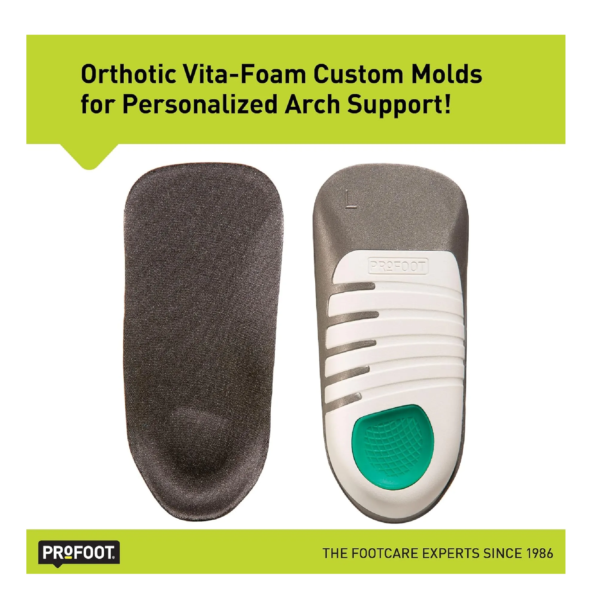 PROFOOT, Flat Fix Orthotic, Men's 8-13, 1 Pair, Orthotic Insoles for Flat Feet and Low Arches, Inserts Help Support Arch and Heel