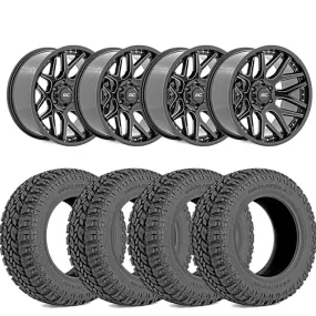 Rough Country 35X12.50R20 Tires & Rough Country 95 Series Wheel Package Machined | 2022-2025 Toyota Tundra