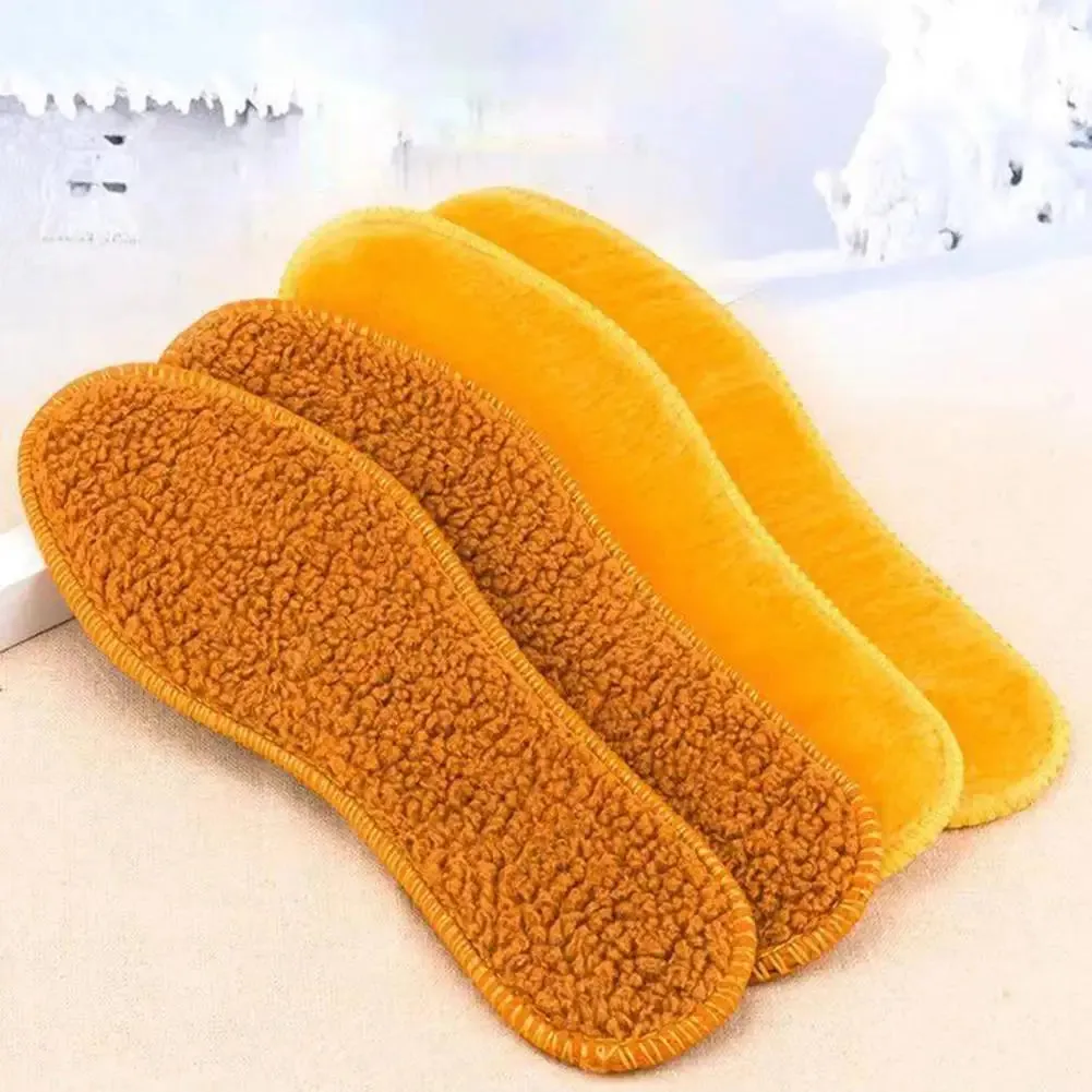 Shoe Insoles Faux Wool Soft Sweat-absorbing Women Men Keep Warm Thermal Insert Insoles.