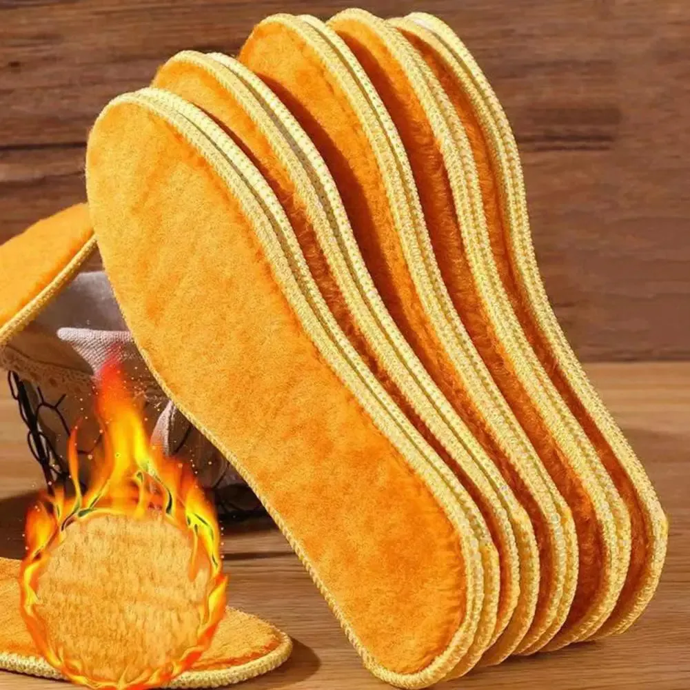 Shoe Insoles Faux Wool Soft Sweat-absorbing Women Men Keep Warm Thermal Insert Insoles.
