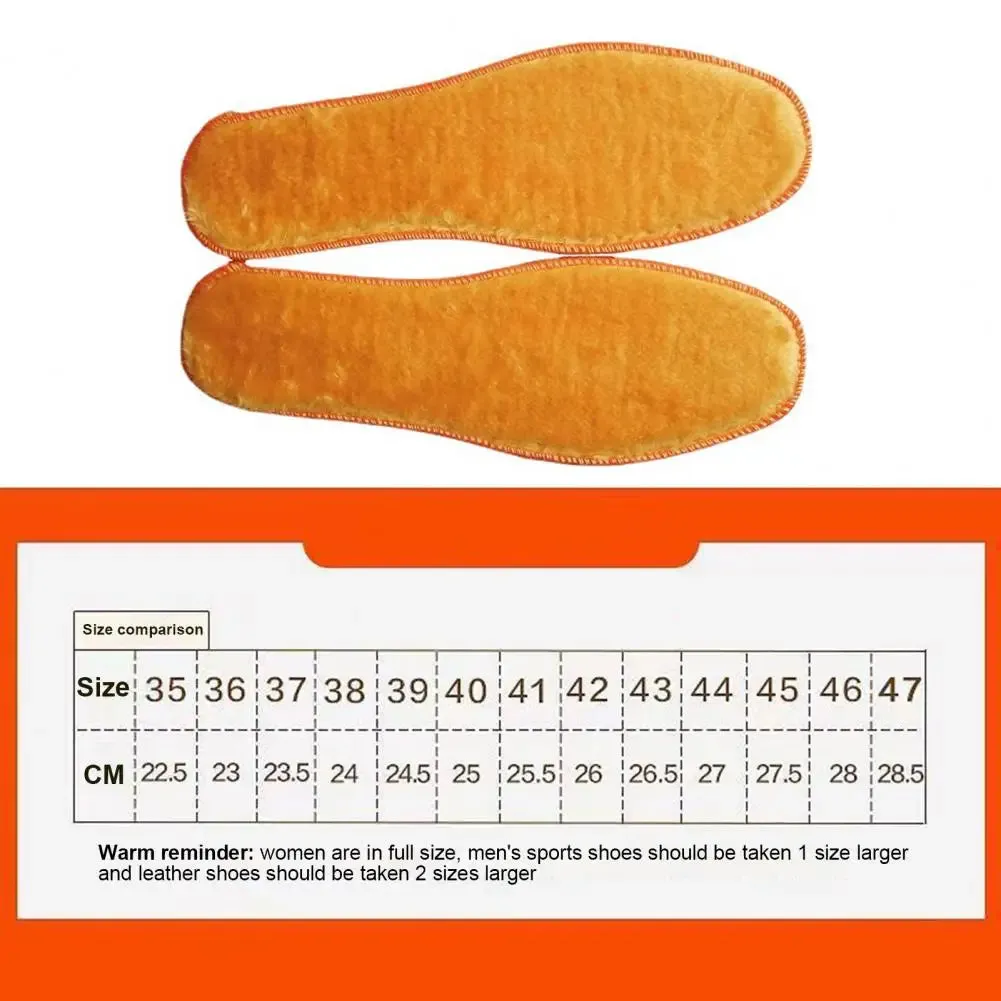 Shoe Insoles Faux Wool Soft Sweat-absorbing Women Men Keep Warm Thermal Insert Insoles.