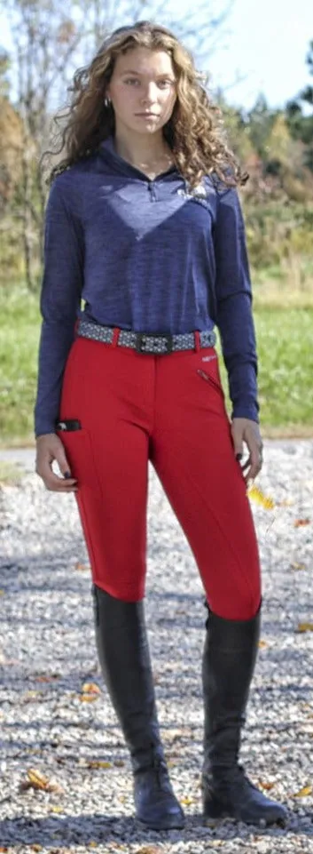 Signature Mid-Waist Winter Breech | Red   Red | Side Phone Pocket