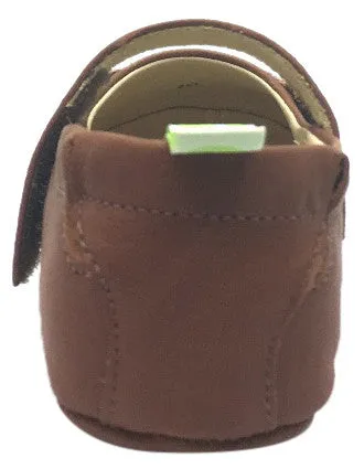 Tip Toey Joey Girl's Firefoxy Burning Wood Brown Fox Character Leather Hook and Loop Mary Jane Flat