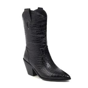 Women Pointed Toe High Heel Mid Calf Boots
