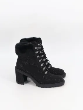 Women's Embellished High Heels Ankle Boots,Black