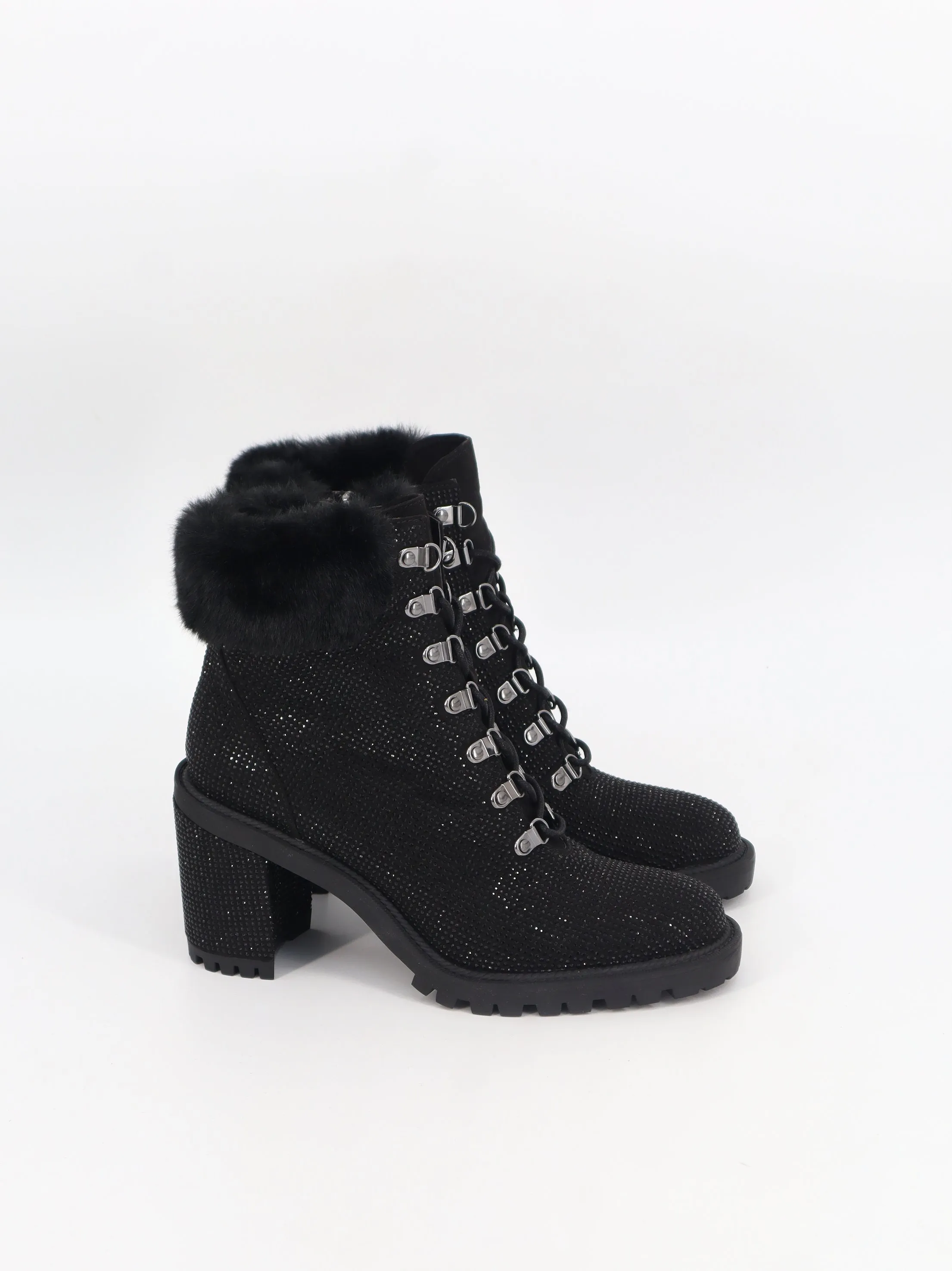 Women's Embellished High Heels Ankle Boots,Black