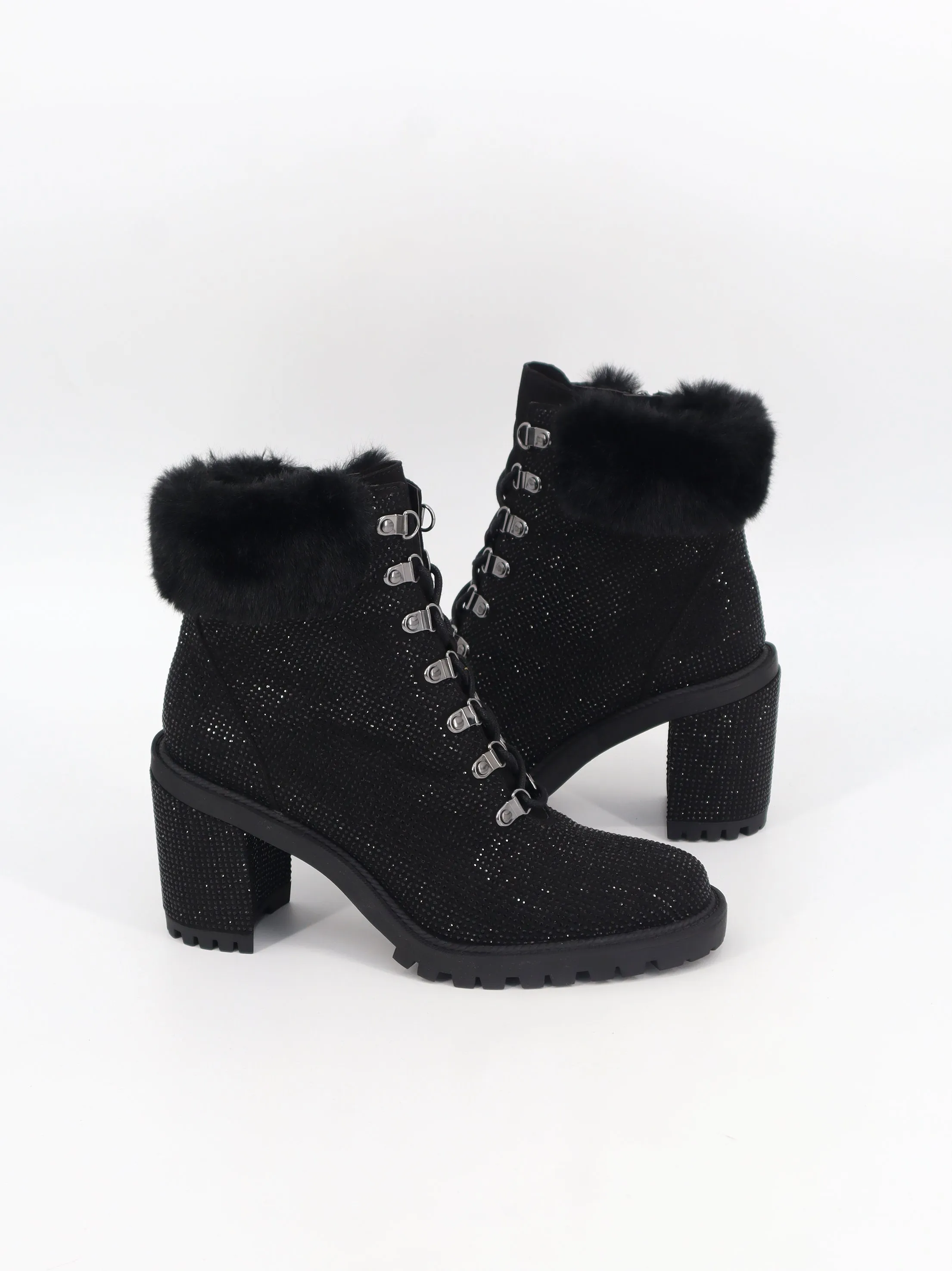 Women's Embellished High Heels Ankle Boots,Black