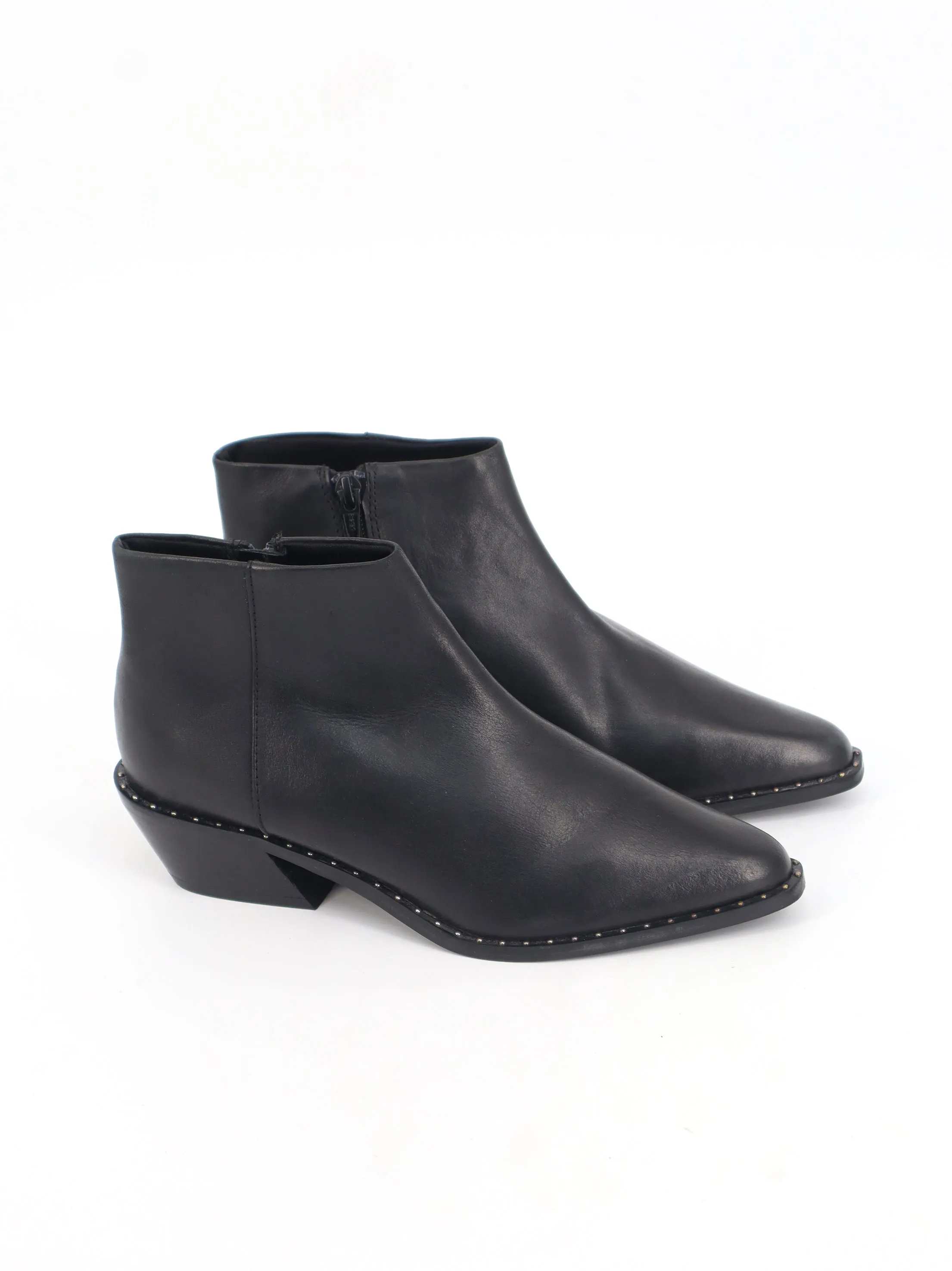 Women's Plain Leather High Heels Ankle Boots,Black