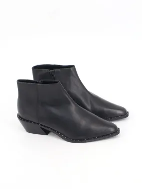 Women's Plain Leather High Heels Ankle Boots,Black